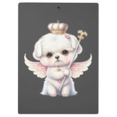 Furry Joy: Angel Wing Maltese Dog Puppy Gift Klembord (Achterkant)