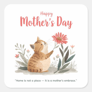 Furry Love on Mother’s Day Vierkante Sticker