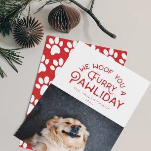 Furry Pawliday Typografie Gedekte foto van Pet W Feestdagenkaart