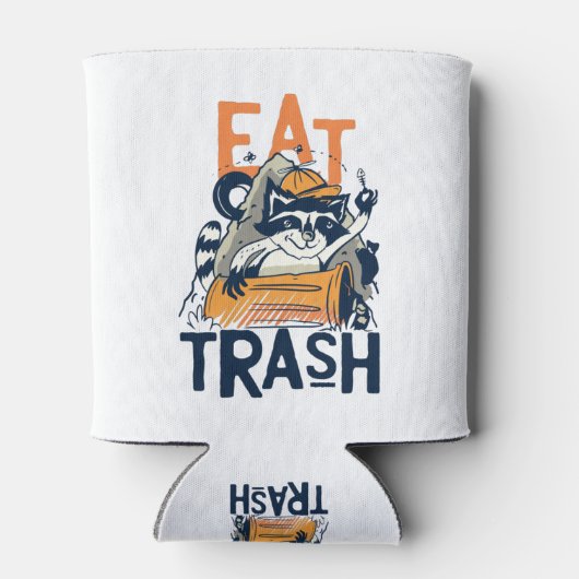 Furry Raccu met Eat Trash Text Blikjeskoeler (Achterkant)