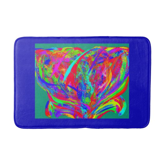 Furry Rainbow Colored Flower Badmat (Voorkant)