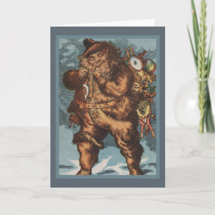 Furry Santa die zijn pijp rookt Feestdagen Kaart