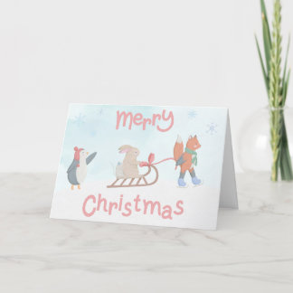 Furry Vrienden bewerkbare kerstkaart Feestdagen Kaart