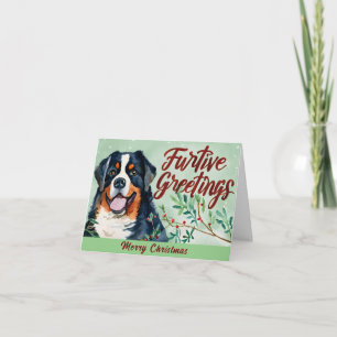 Furtive Groeten: Berner Mountain Dog Christmas Feestdagen Kaart