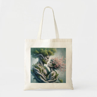 fusão homem e natureza tote bag