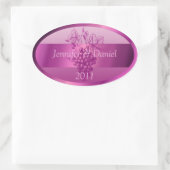 Fuschia Aangepaste aangepaste wijnlabels Ovale Sticker (Tas)
