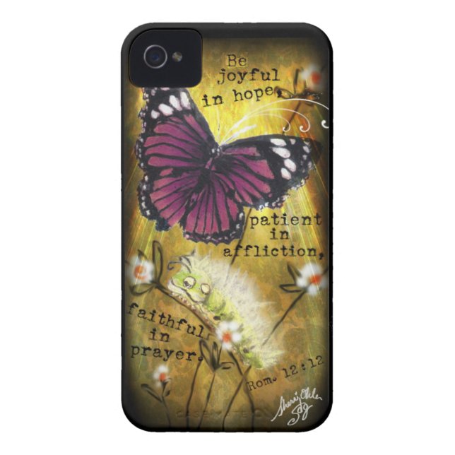 Fuschia Butterfly & Caterstyle "JO" IPhone Case (Achterkant)