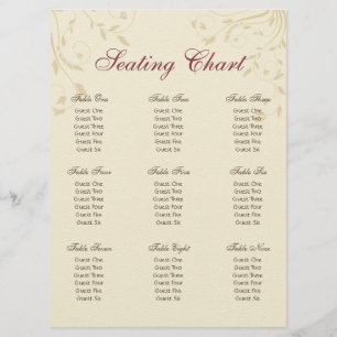 Fuschia Daffodils and Wheat Seating Chart Kaart