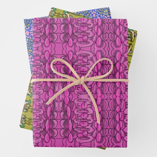 FUSCHIA DOODLE PARTY WRAPPER PAPIER (En situation)