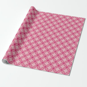 Fuschia en bleke roze cirkelbloemen herhalen cadeaupapier