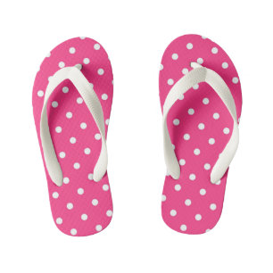 Fuschia et les tongs des enfants Pois blancs