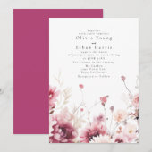 Fuschia Faire-part de mariage (Devant / Derrière)