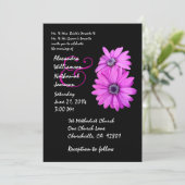 Fuschia Faire-part de mariage rose et noir (Debout devant)