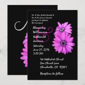 Fuschia Faire-part de mariage rose et noir (Devant / Derrière)