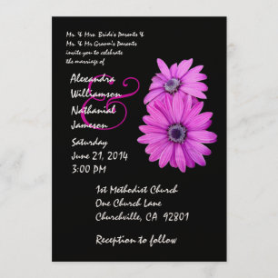 Fuschia Faire-part de mariage rose et noir