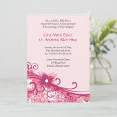 Fuschia Floral Faire-part de mariage (Debout devant)
