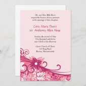 Fuschia Floral Faire-part de mariage (Devant / Derrière)