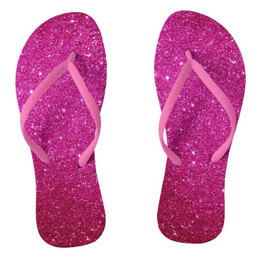 Fuschia Hot Pink Glitter en Glam Teenslippers (Voetbed)
