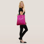 Fuschia Hot Pink Glitter en Sparkles Monogrammen Draagtas (Op model)