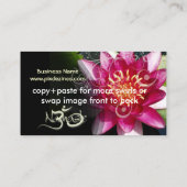 Fuschia lotus + parelmoerassen visitekaartje (Achterkant)