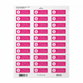 Fuschia Monogram Dot-Adresetiketten Etiket (Full Sheet)