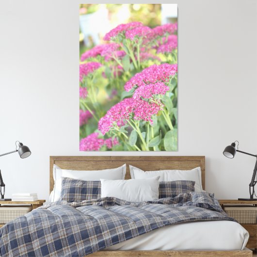 Fuschia Roze Bloemen Canvas (Insitu (Slaapkamer))