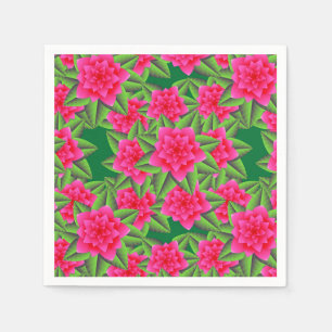 Fuschia Roze Camellias en Groene Bladeren Servet