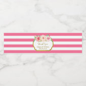 Fuschia Stripes Floral Étiquette bouteille d'eau o (Étiquettes simples)