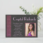 Fuscia Bling Uitnodiging (Staand voorkant)