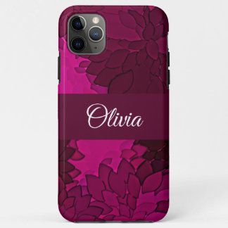Fuscia Floral Name Pink Elegant iPhone 11 Pro Max Hoesje