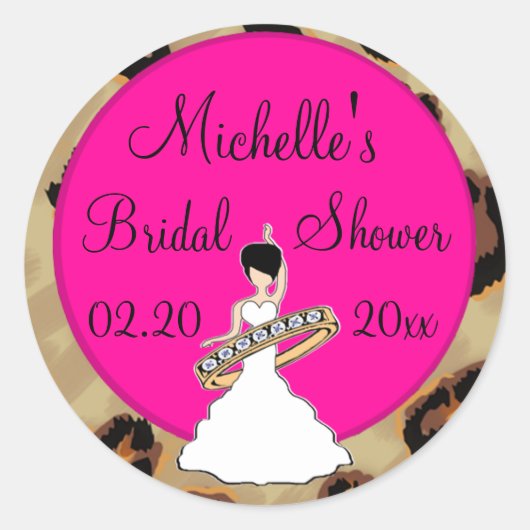 Fuscia Leopard Vrijgezellenfeest Stickers (Voorkant)