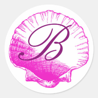 Fuscia Monogrammed Zee Shell Sticker