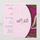 Fuscia Paisley Faire-part de mariage (Devant / Derrière)