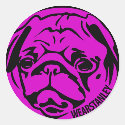 Fuscia Pug Sticker (Voorkant)