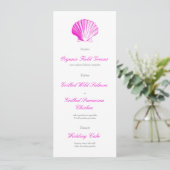 Fuscia Roze Schelp Trouwreceptie Diner Menu Kaart (Staand voorkant)