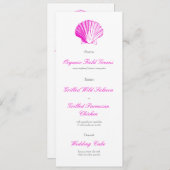 Fuscia Roze Schelp Trouwreceptie Diner Menu Kaart (Voorkant / Achterkant)