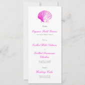 Fuscia Roze Schelp Trouwreceptie Diner Menu Kaart (Voorkant)
