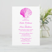 Fuscia Sea Shells Weddenschap Kaart (Staand voorkant)