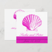 Fuscia Shell Beach Wedding Invitations (Devant / Derrière)