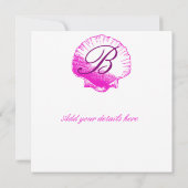 Fuscia Shell Beach Wedding Invitations Kaart (Achterkant)