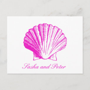 Fuscia Shell Beach Wedding RSVP Briefkaart