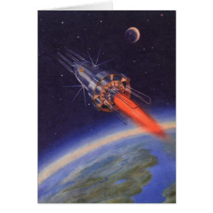 Fusée de science-fiction vintage dans l'espace au-