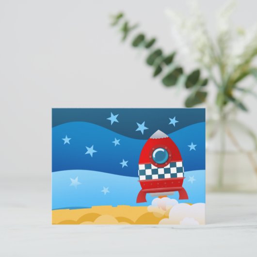fusée spatiale - carte postale (Debout devant)