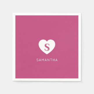 Fushcia Roos roze monogram Servet