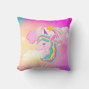 Fushcia Unicorn Rainbow-Sierkussen Kussen