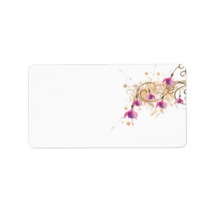 Fushia bloemen Label