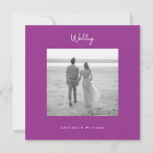 Fushia Damask foto bruiloft bewaart datum Save The Date (Achterkant)