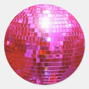 FUSHIA DISCO BALL DANCE PARTY RONDE STICKER