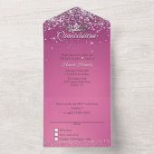 Fushia en Glitter Quinceañera All In One Uitnodiging (Binnen)