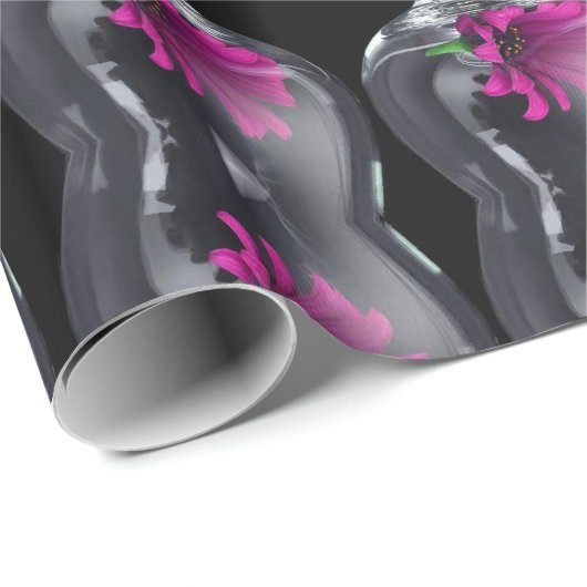 Fushia Floral Glass Pattern Wrapping Paper Cadeaupapier (Rol Hoek)